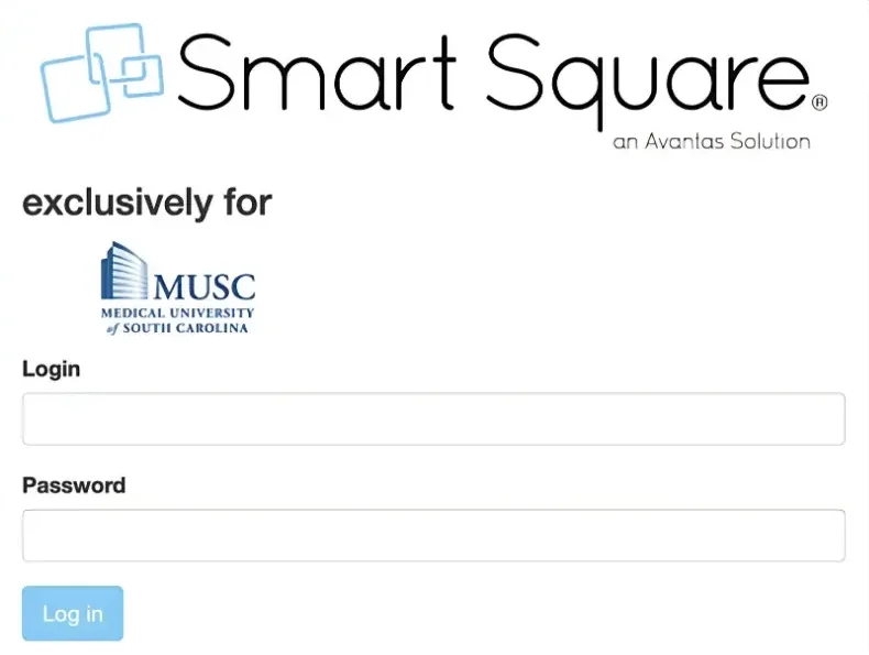 Login page for musc smart square