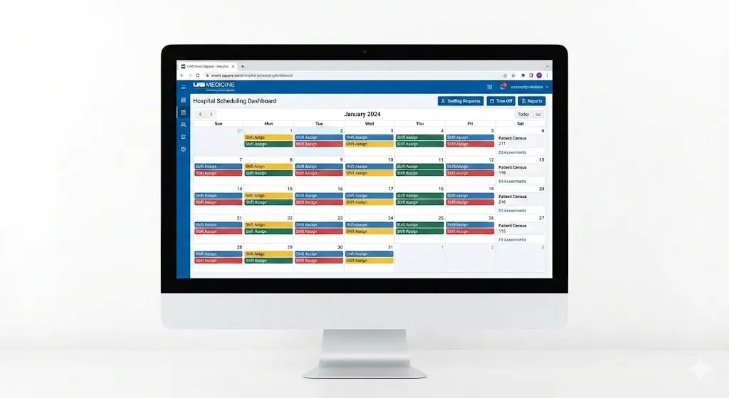 UAB Smart Square hospital scheduling dashboard interface