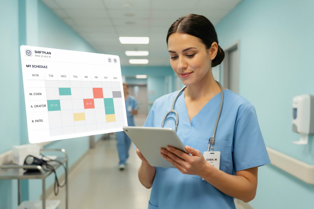 Penn State Health employee viewing shift schedule on Smart Square dashboard
